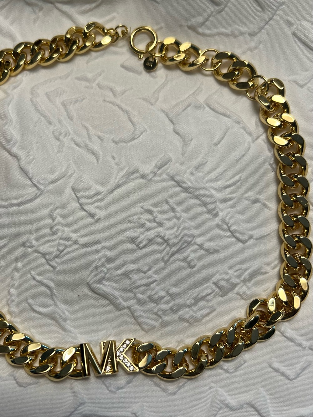 Michael Kors Polished Gold-Tone Cuban Link Necklace with MK Accent